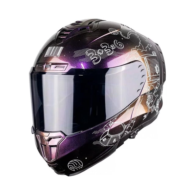 Casco Abatible Moto Kov Snow Rick Y Morty Galactic Tornasol