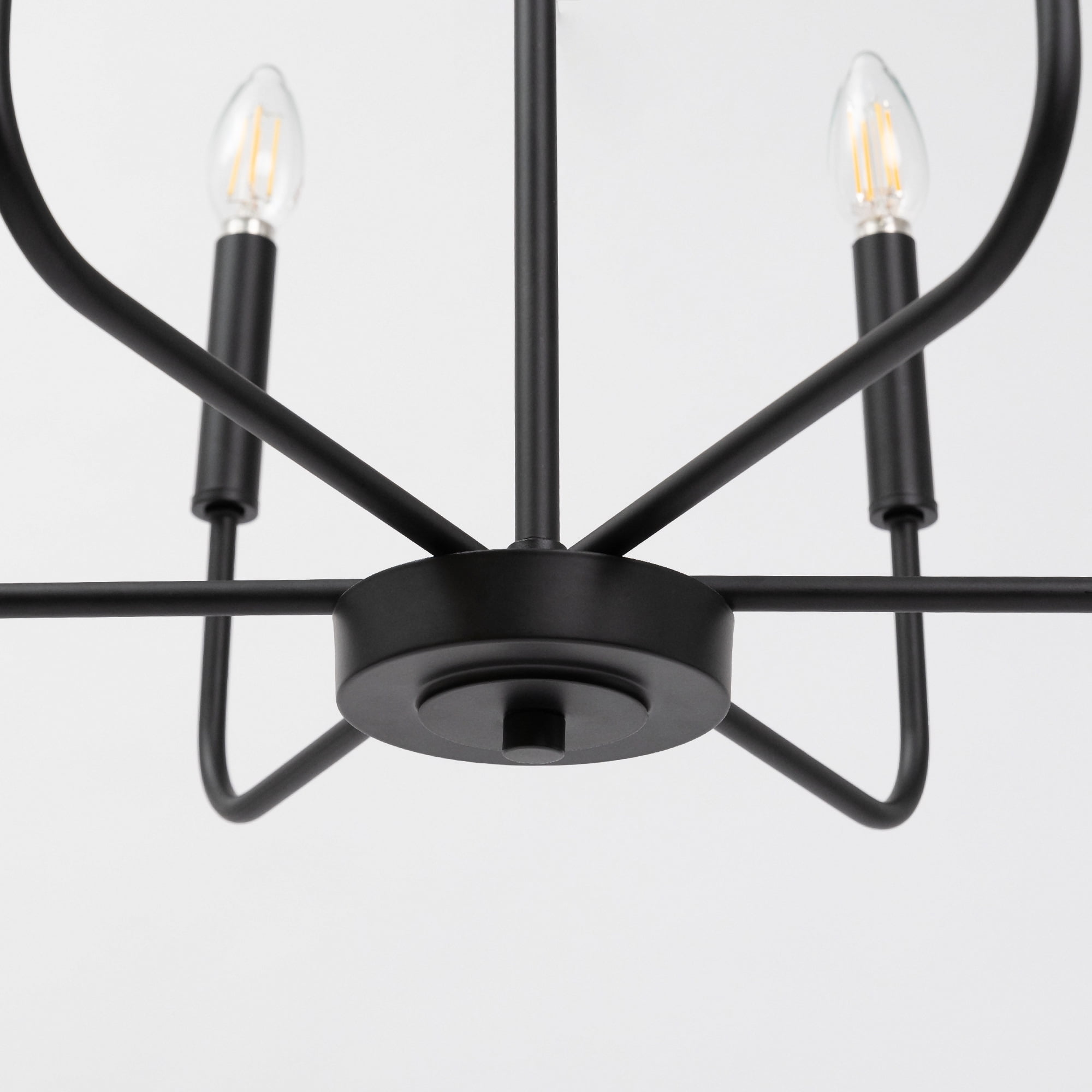 LNC Askrlessi 6-Light Matte Black Modern/Contemporary Led Bare Bulb Chandelier