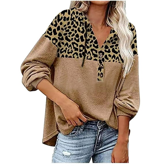 AKOEE 3/4 Sleeve Cotton T Shirts for Women Crewneck Graphic Printed Tops Pullover Trendy Fall Casual Tee Tshirts (XL, Khaki)