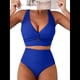 thumbnail image 2 of Conjuntos de Bikini Texturizados para Mujer, Trajes de Baño con Parte Superior y Cintura Alta. Azul L, 2 of 8