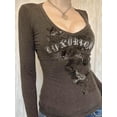 thumbnail image 2 of Women Vintage Y2K Long Sleeve T-shirt Heart Wing Rose Graphic Printed Tops Retro Grunge Gothic Tee, 2 of 6