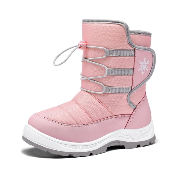GYMEPIC Kids Waterproof Snow Boots Warm Winter Shoes Anti Slip Outdoor Boots Easy On Off for Boys Girls