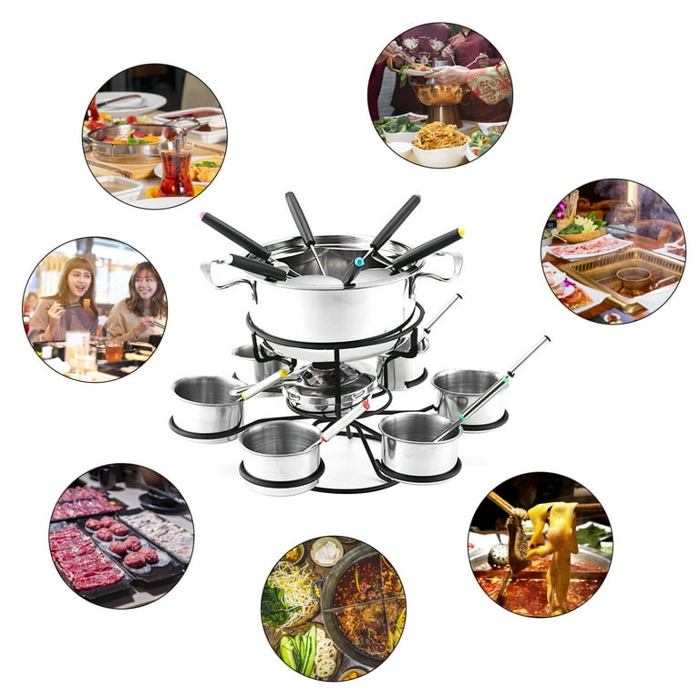 Alcohol Stove Cheese Fondue Pot Set Rotating Chocolate Cream Hot