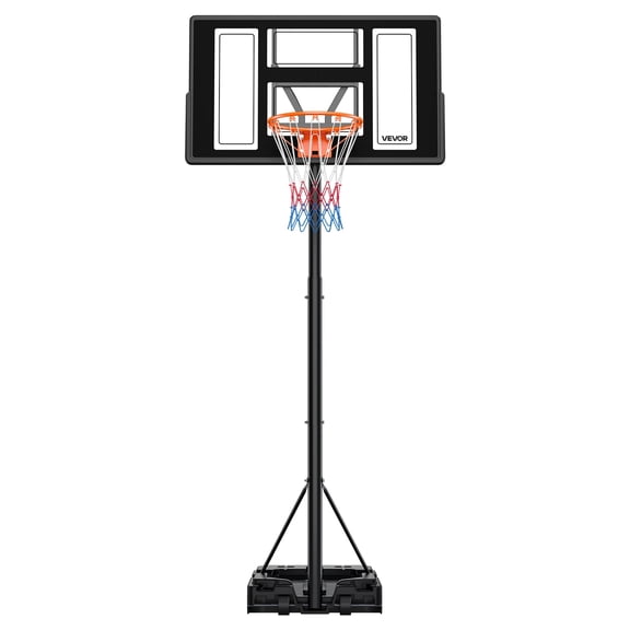 VEVOR Portable Basketball Stand, 4.4 ft to 10 ft Height Adjustment Basketball Hoop & Goal, Adjustable Basketballs Goal System with Built-in Rolling Wheels for Kids, Teens, Adults in Driveways, Pools