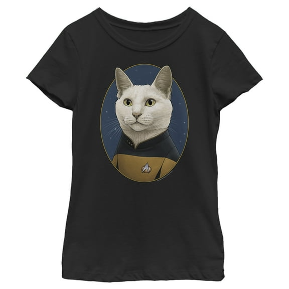 Girl's Star Trek: The Next Generation Commander Data Cat Graphic Tee Black Medium