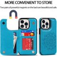 thumbnail image 5 of Phone Case Design for iPhone 16 Pro Flip Folio Wallet Case with Credit Card Holder Slot PU Leather Cases Durable Kickstand Protective Cover for Women Men Girls 6.3 inch Blue, 5 of 6