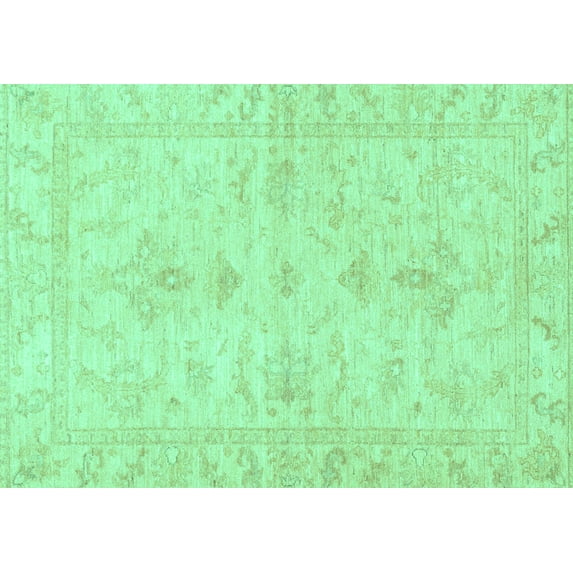 Ahgly Company Machine Washable Indoor Rectangle Oriental Turquoise Blue Traditional Area Rugs, 3' x 5'