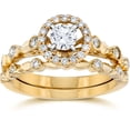 thumbnail image 1 of 1/2 cttw Halo Diamond Engagement Wedding Ring Set 14K Yellow Gold, 1 of 2