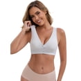 thumbnail image 4 of DARING DIVA Front Close Wirefree Padded Maternity Cross V-Neck Bra 3XL Light Gray, 4 of 6