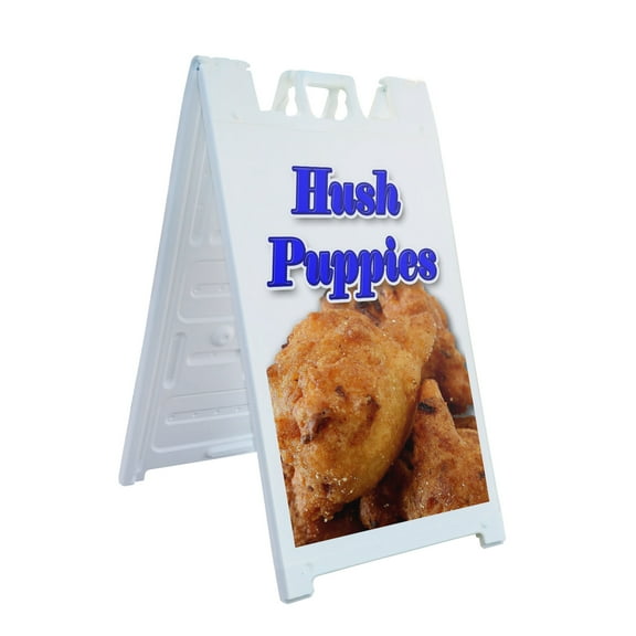 A-frame Sidewalk Hush Puppies 24" x 36" Double Sided A-Frame Sidewalk Sign, Includes 2 Plastic Inserts | Foldable Portable White Signicade Sandwich Board Signs