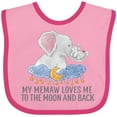 thumbnail image 3 of Inktastic My Memaw Loves Me to the Moon and Back Elephants in Clouds Boys or Girls Baby Bib, 3 of 4