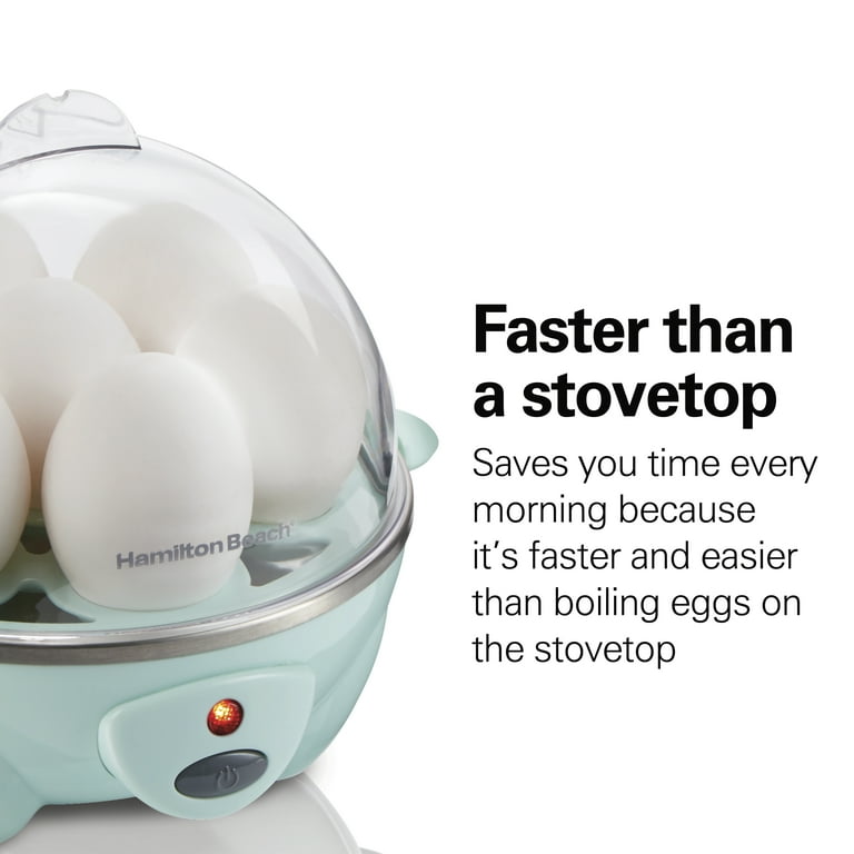 Hamilton Beach 3-in-1 Egg Cooker, Hard-Boiled, Poached, Omelets, 7 Egg  Capacity, Mint Color, 25504 