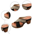 thumbnail image 5 of Rokment Women's Vintage Orthopedic Platform Chunky Block High Heels Slip on Dress Sandals Adjustable Breathable Suede Crooss-Band Heeled Slides Beach Summer Shoes for Woman Grey Size 8.5, 5 of 7