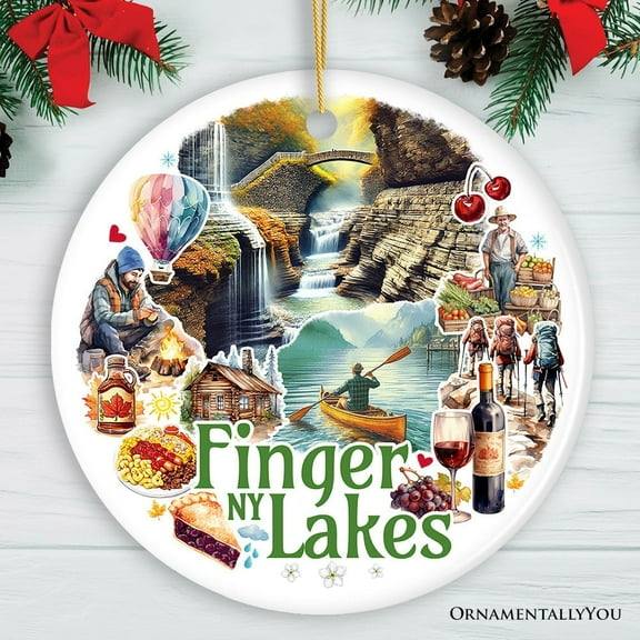 Charming Scenery of Finger Lakes New York Ornament, Seneca Lake and Wine Trail Christmas Gift and Travel Souvenir
