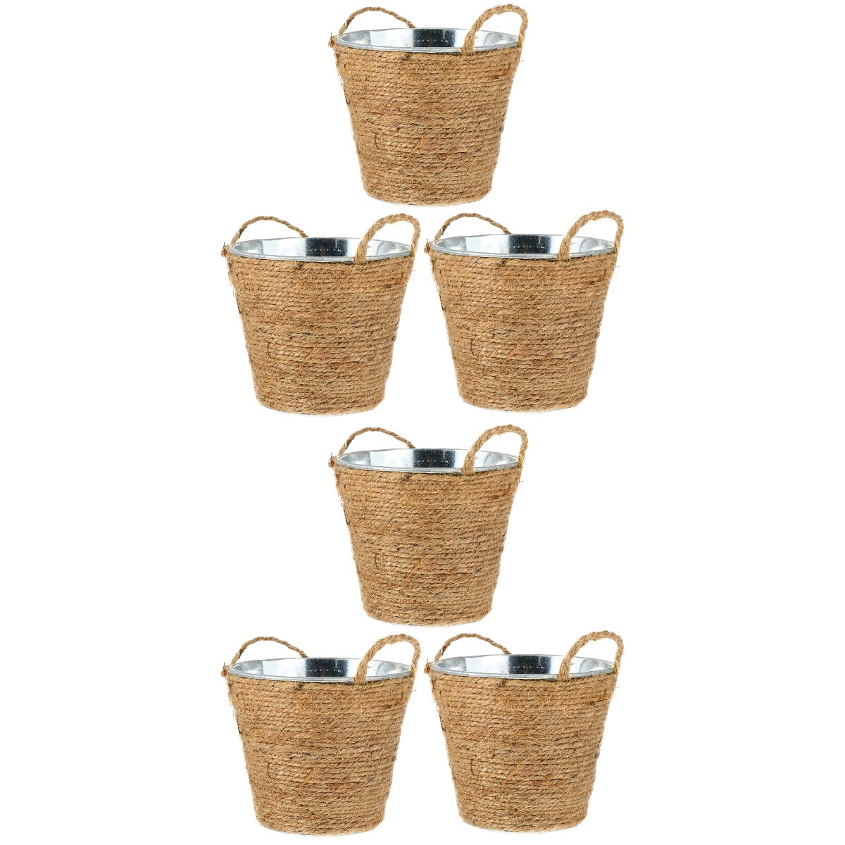 LIYUNMIAO 6 pcs Iron Buckets Flowerpot Planter Gardening Plant Pot with Hemp Rope Handle