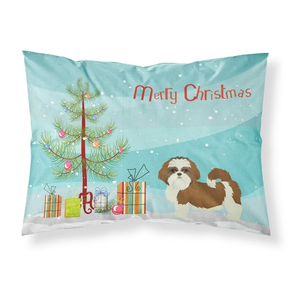 Shih Tzu Christmas Tree Fabric Standard Pillowcase