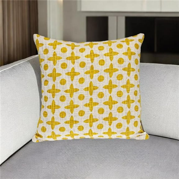 HomeRoots 529272 18 in. Yellow & White Geometric Cotton Throw Pillow