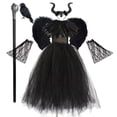 thumbnail image 4 of Disfraz de Halloween 2024, tutú de maléfica, vestido de bruja negra para niñas, cosplay, reina malvada, vestido de princesa de malla negra, nuevo vestido para niños, 4 of 5