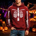 thumbnail image 2 of JIAYUE Men Halloween Sweatshirt Skeleton Graphic Print Baggy Pullover Hoodies for Fall Holiday Party Activities, 2 of 4