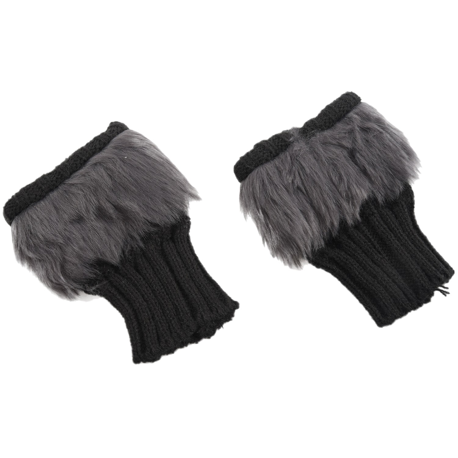 Lady Girl Shaggy Faux Fur Knit Fluffy Hands/LEG Warmers Ankle Boot Covers G S8K5 