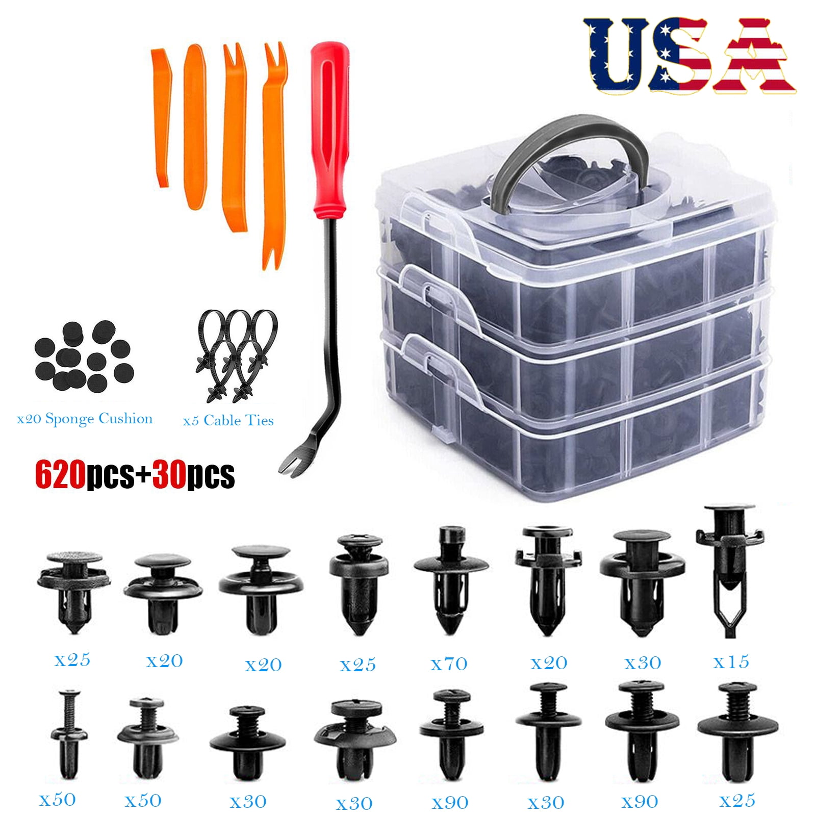 Sanheshun 650 PCS Car Retainer Clips & Plastic Rivets Fasteners Kit