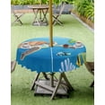thumbnail image 4 of nqOlkjepod Sea Turtle Coastal Outdoor Tablecloth with Umbrella Hole & Zipper, Cartoon Ocean Nautical Round Table Cover 54 Inch, Dining Waterproof Table Cloth Protector for Patio/Party/Picnic, 4 of 7