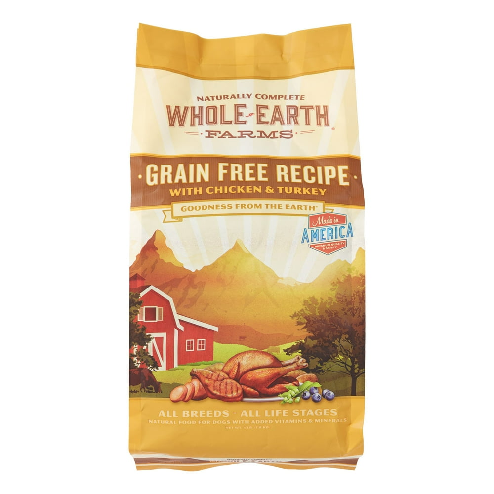 Whole Earth Farms GrainFree Chicken & Turkey Recipe Dry Dog Food, 4 lb
