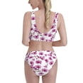 thumbnail image 3 of Daiia Orchids Flowers printed 2 piece Swimsuit Bikinis for Women High Waisted Racerback Bathing Suits Summer Tummy Control Scoop Neck Swimwear-Small, 3 of 8