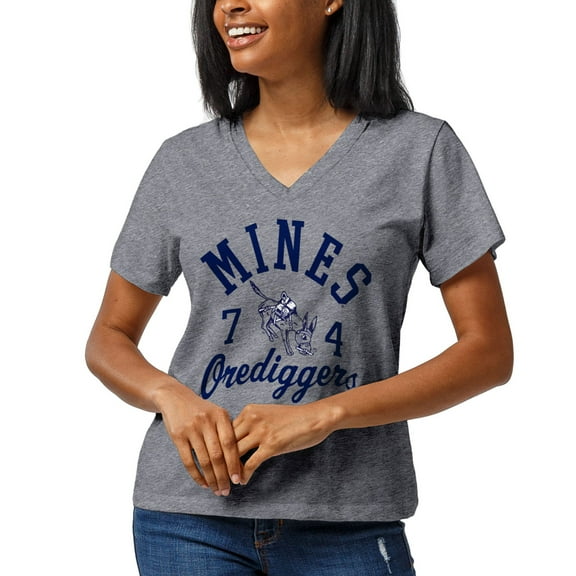 Women's League Collegiate Wear Heathered Gray Colorado School of Mines Orediggers Wordmark Intramural Boyfriend V-Neck