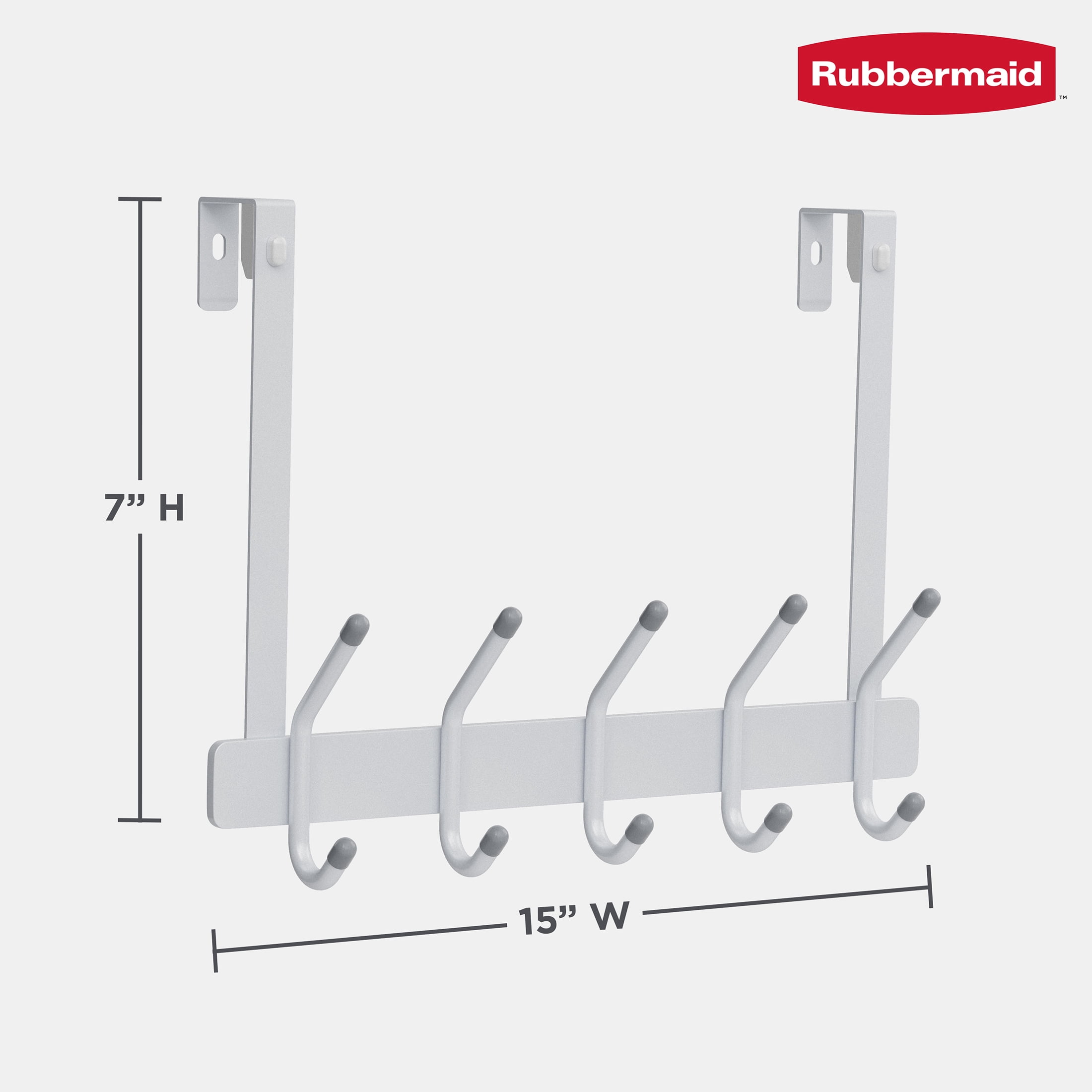 Rubbermaid 5 Double-Hook Over-the-Door Hook Rack, White