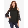 thumbnail image 2 of Roaman's Women's Plus Size Lace Cold-Shoulder Top, 2 of 5