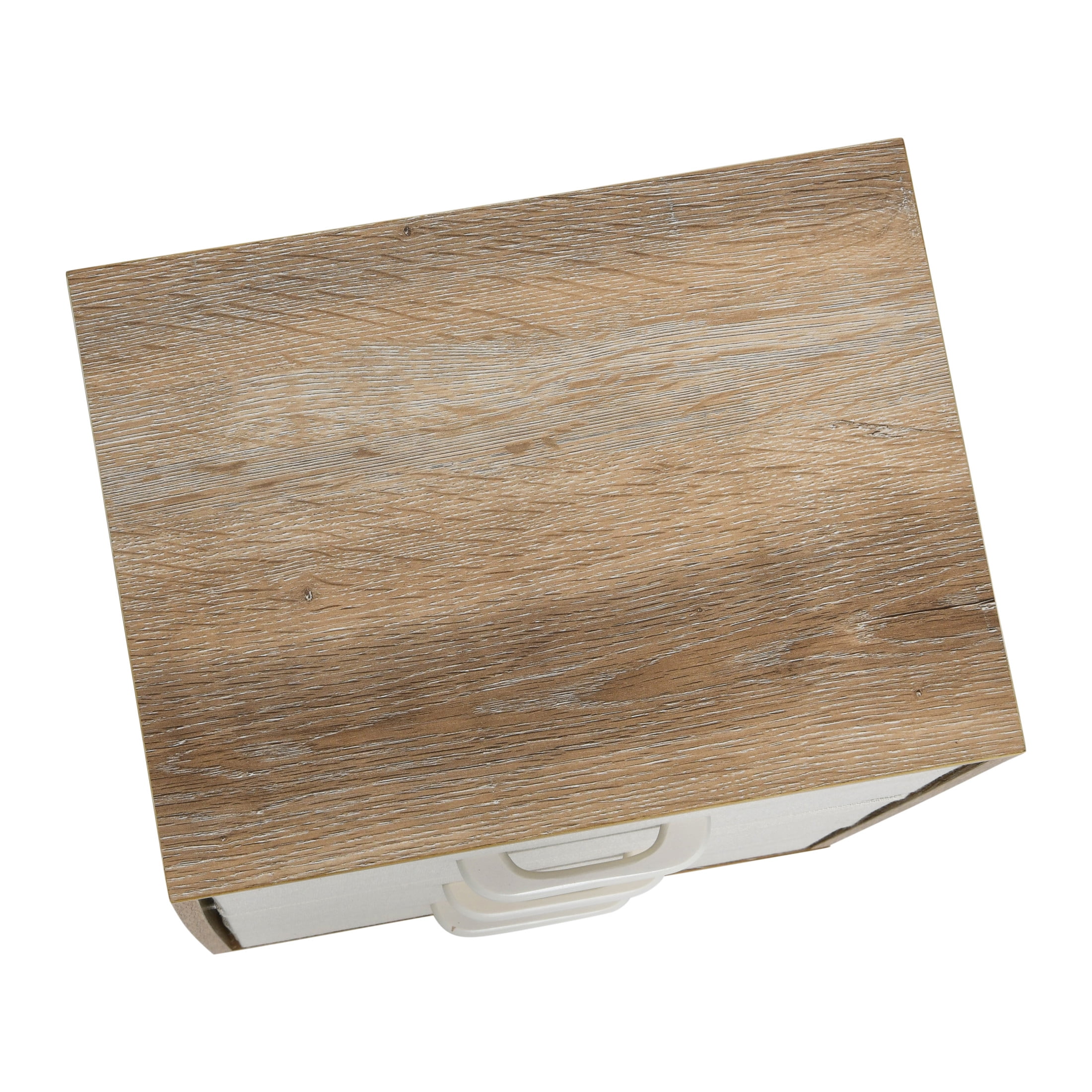 Household Essentials Dresser Nightstand Chest of Drawers Coastal Oak Rustic Wood Grain with 3 Beige Strorage Drawers