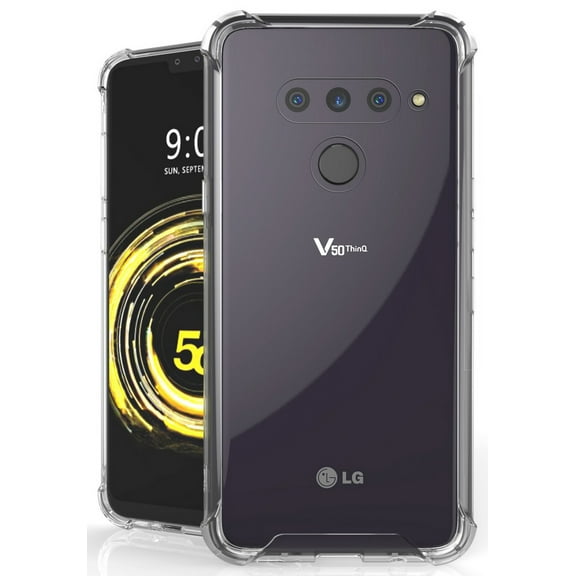 Case for LG V50, Clear [Aquaflex] Transparent Flexible TPU [Shock Absorbing] Bumper Cover for LG V50 ThinQ