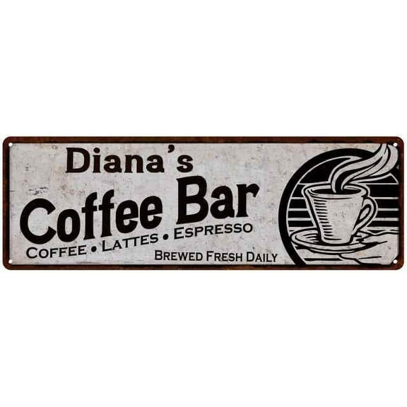 Diana's Coffee Bar Sign Kitchen Decor 8x24 108240007097