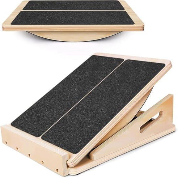 2-in-1 Slant Board & Balance Board for Adults, Adjustable Incline Board and Calf Stretcher Slant Board for Squats, Stretch Board for Knees Ankle Heel Feet Leg$$Sport & Recreation Other