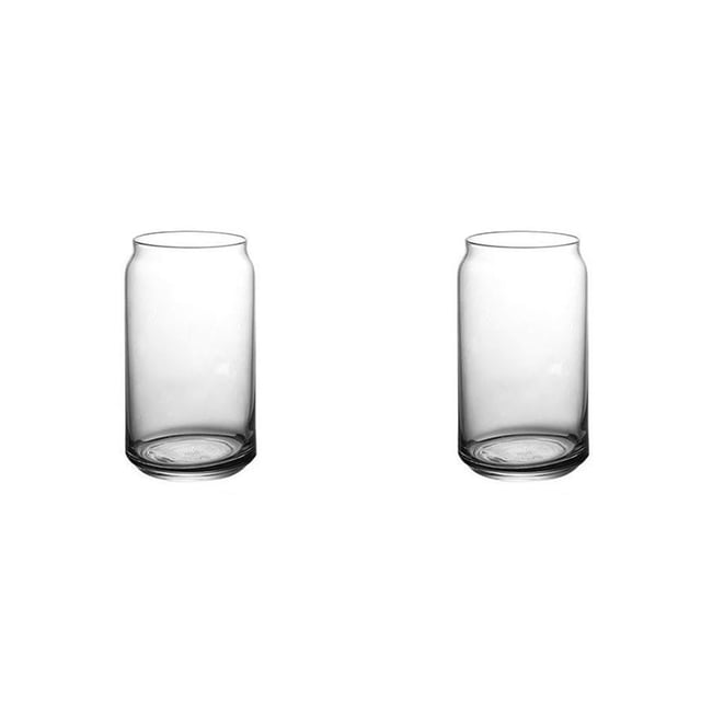 Matsuzay Herramienta para beber, vasos de vidrio en forma de lata de gran capacidad, resistente al frío, taza de café, restaurante, 400ml 2piezas