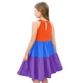 thumbnail image 5 of Spazoro Toddler Girls A-Line Dress, Sleeveless with Tie Straps Color Block Round Neck Princess Dresses for Child Girls Orange Size 11-12T, 5 of 7