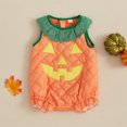 thumbnail image 3 of Hirigin Toddler Baby Girl Boy Halloween Outfit Pumpkin Face Romper Jumpsuit Sleeveless Bodysuit Cute Pumpkin Clothes, 3 of 8