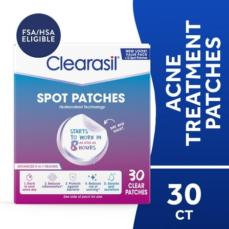 Clearasil Rapid Rescue Day and Night Acne Spot Patches, 30 Count
