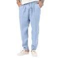 thumbnail image 1 of Innerwin Trousers Drawstring Men Bottoms Holiday High Waist Lightweight Summer Pants Blue M, 1 of 4