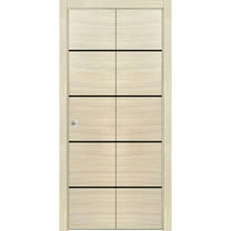 Sliding Closet Bi-fold Doors 60 x 84 inches | Planum 0015 Natural Veneer with Frosted Glass | Sturdy Tracks Moldings Trims Hardware Set | Wood Solid Bedroom Wardrobe Doors