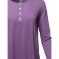thumbnail image 4 of A2Y Women's Premium Solid Long Sleeve Dolphin Hem Shell Button Henley Top Shirt Lilac Grey 1XL, 4 of 6