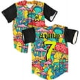 thumbnail image 1 of essica Audiffred Trippy Rave Maillot de Baseball - Haut à Manches Courtes Unisexe Mode Urbaine pour Festivals EDM & Raves, 4TG, 3d, 1 of 5