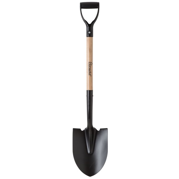 Home Plus  39 in. Steel Round Digging Shovel Wood Handle