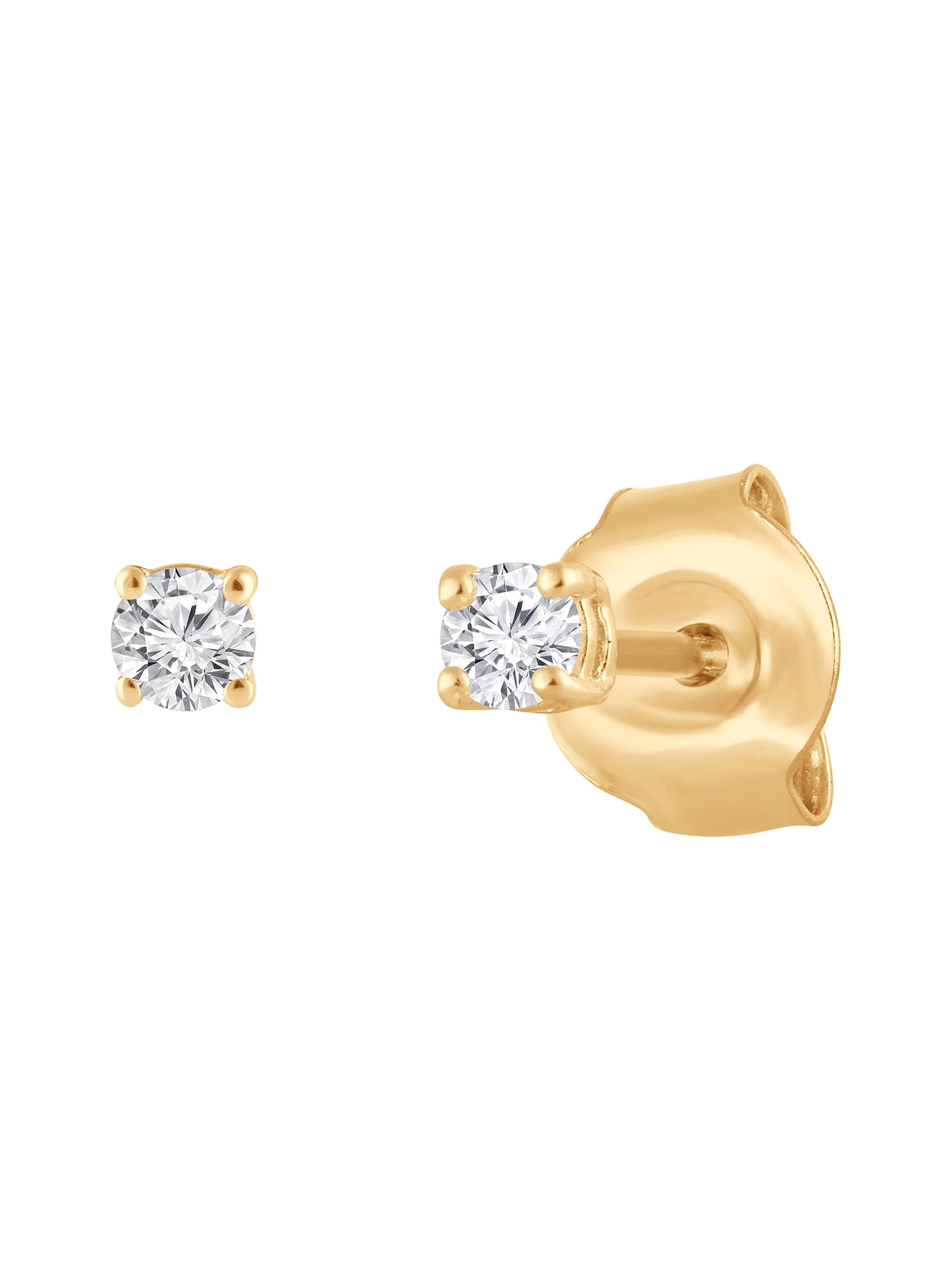 Unique Moments 1/10 Ct Round Lab Grown Diamond Stud Earrings in 10K Yellow Gold for Women (J-SI-I1)