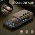 thumbnail image 6 of TECH CIRCLE For Apple iPhone 17 Pro PU Leather Protective Case with Card Pocket, Magnetic Detachable Walle Back Covert, Cash Slot, Anti-Scratch, Shock-Absorbent, Qi Wireless Compatible,Brown, 6 of 12
