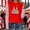 Red, variant on Graphic Tees for Women Festival Graphic Tee for Everyday Wear Colorful Carnival Buttonless Short Sleeve Top with Round Neck and Print for Celebrations Red 3XL