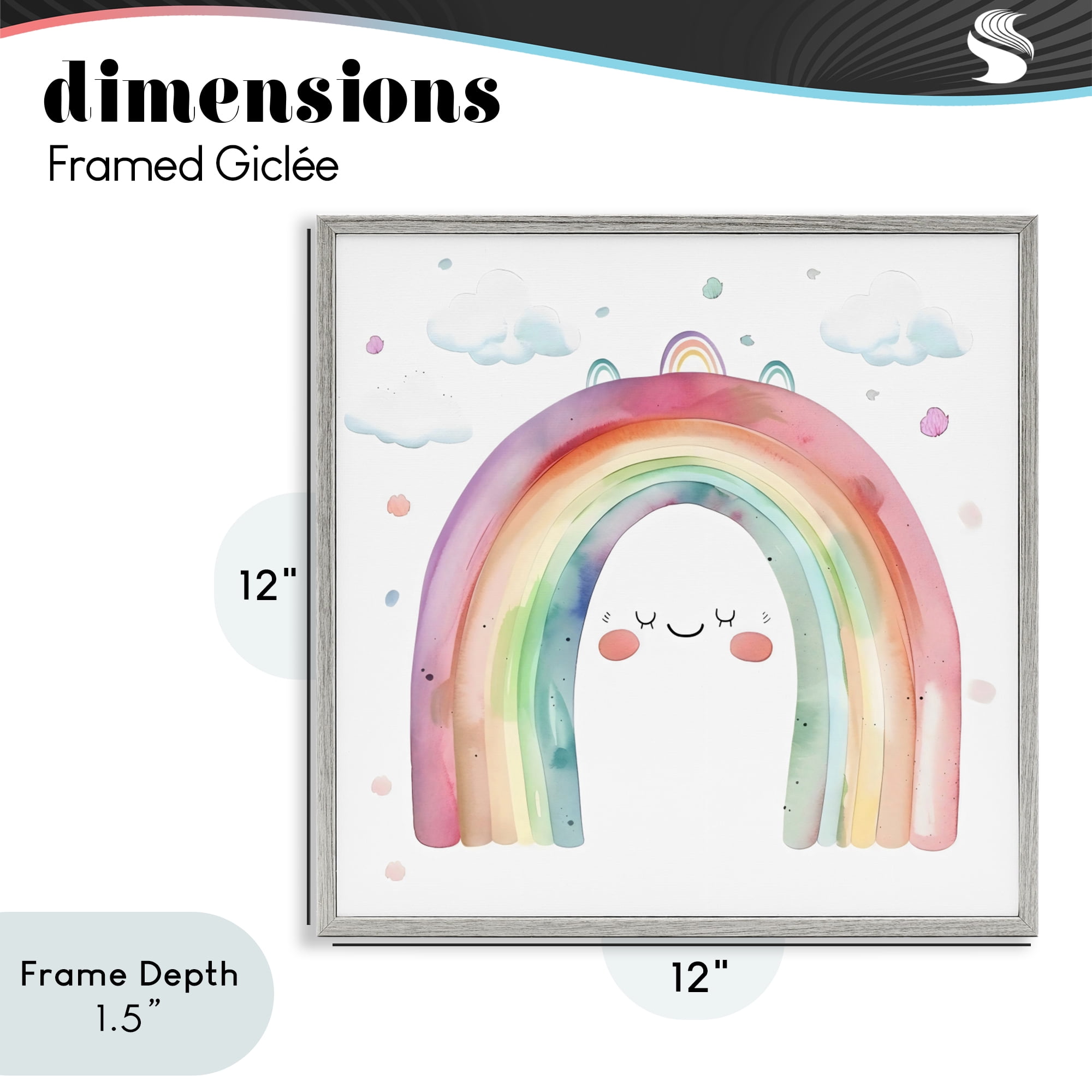 Stupell Industries Cute Smiling Rainbow Gray Framed Giclee Art, design by Creative Studio