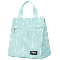 OPUX Lunch Bag for Women, Insulated Lunch Box Tote for Girls Work School Men Kids Office, Thermal Soft Small Lunch Cooler Bag for Picnic Travel with Pocket, Fits 12 Cans - Chevron Teal