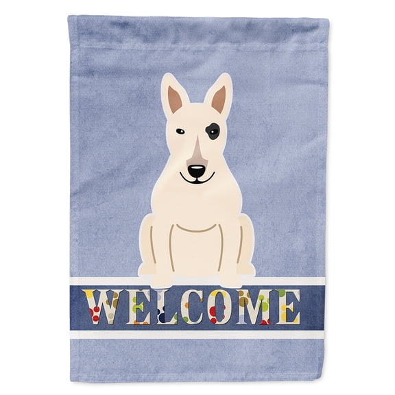 Caroline's Treasures BB5719CHF Bull Terrier White Welcome Flag Canvas House Size , Large, multicolor
